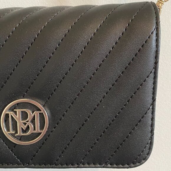 Badgley Mischka Black Vegan Leather Shoulder Bag Purse - Picture 3 of 12